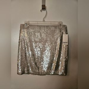 Bar III silver sequin skirt w/elastic waist